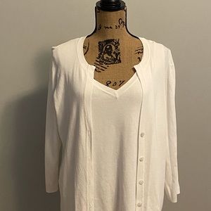 EUC- CARDIGAN & SLEEVELESS SHIRT SWEATER SET